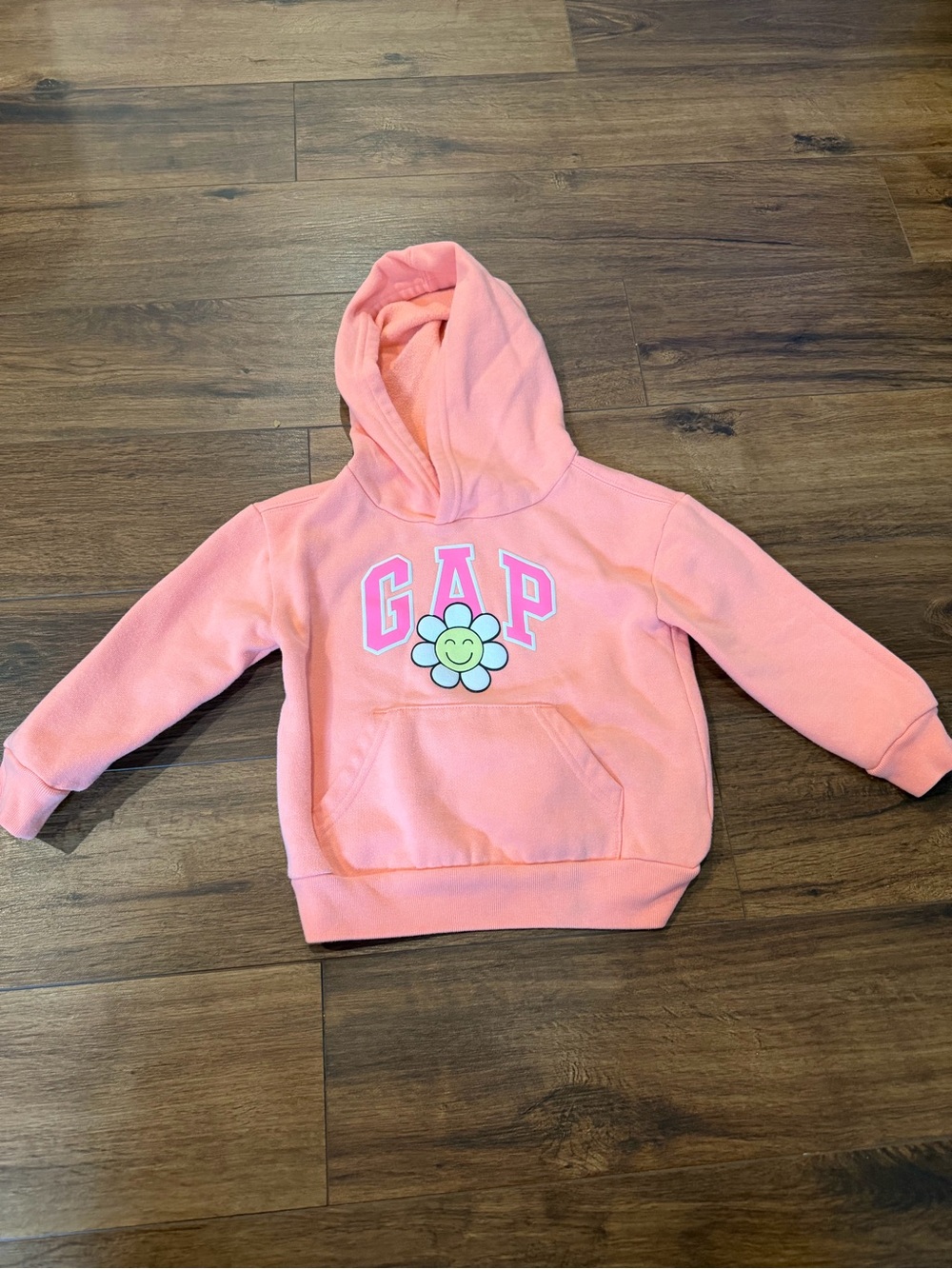 Baby Gap Size 4- Orange Smiley Flower Logo Hoodie